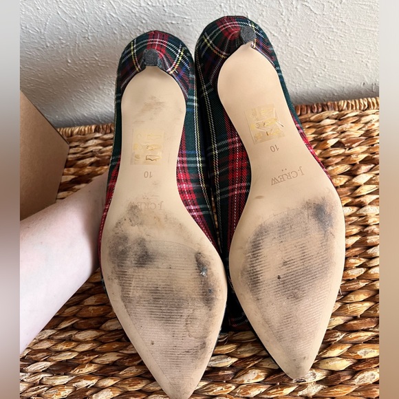 J.Crew Tartan Plaid Esme Kitten Heels Bow Red Green pointy toe 10 - Picture 2 of 6